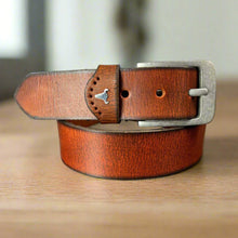 Ceinture homme en cuir grainé de buffle