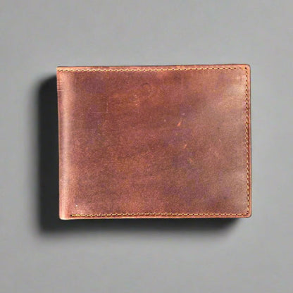 Portefeuille fin à deux volets en cuir de vachette pour homme