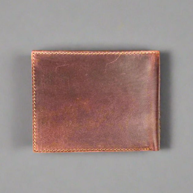 Portefeuille fin à deux volets en cuir de vachette pour homme