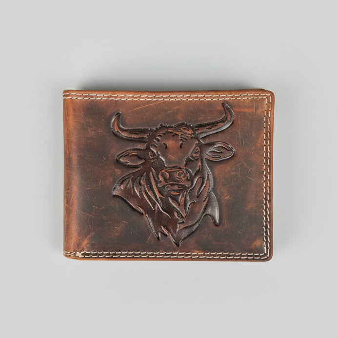 Portefeuille en cuir gaufré de bœuf pour homme