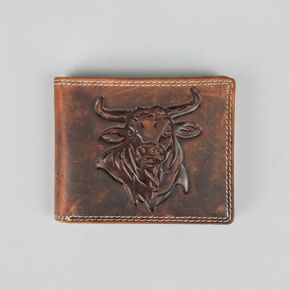 Portefeuille en cuir gaufré de bœuf pour homme