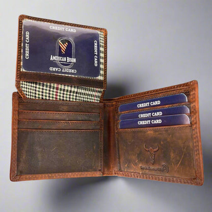 Portefeuille Bifold en cuir de vache pour homme avec aigle en relief