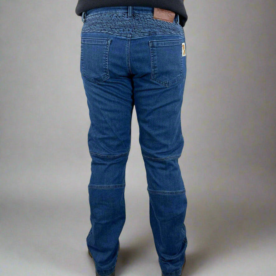 Jean de moto blindé pour homme. Jean en denim avec armure de genoux et de hanches certifiée CE.