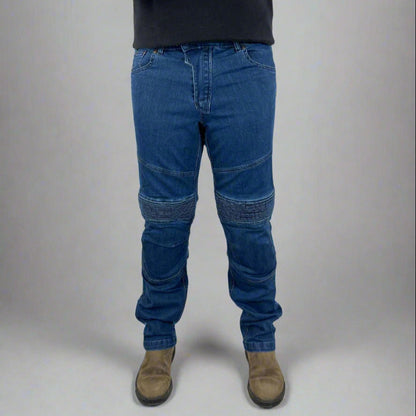 Jean de moto blindé pour homme. Jean en denim avec armure de genoux et de hanches certifiée CE.