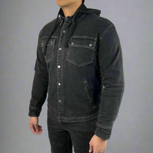 Chemise en jean blindée pour homme avec capuche amovible