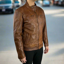 Blouson classique en cuir de mouton pour homme