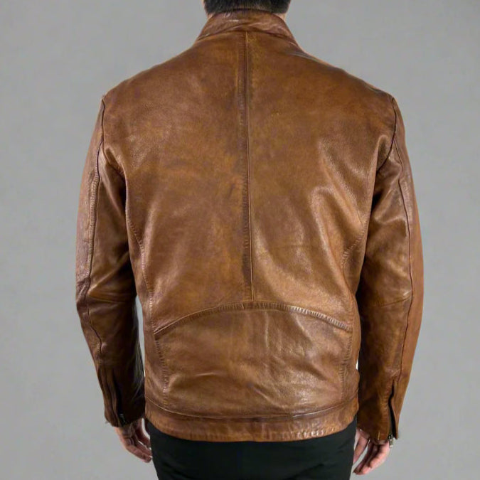Blouson classique en cuir de mouton pour homme