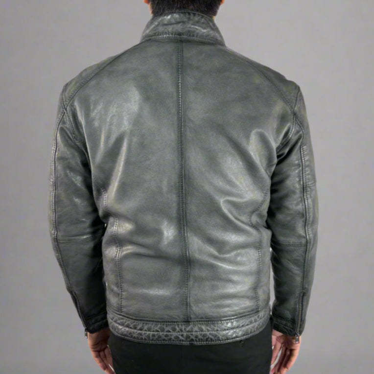 Blouson classique en cuir de mouton pour homme