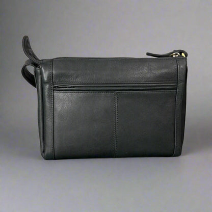Sac bandoulière en cuir avec fermeture zippée Derek Alexander