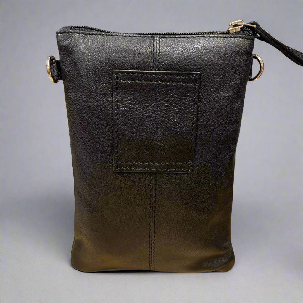 Mini sac bandoulière en cuir Greenwood avec 3 poches zippées
