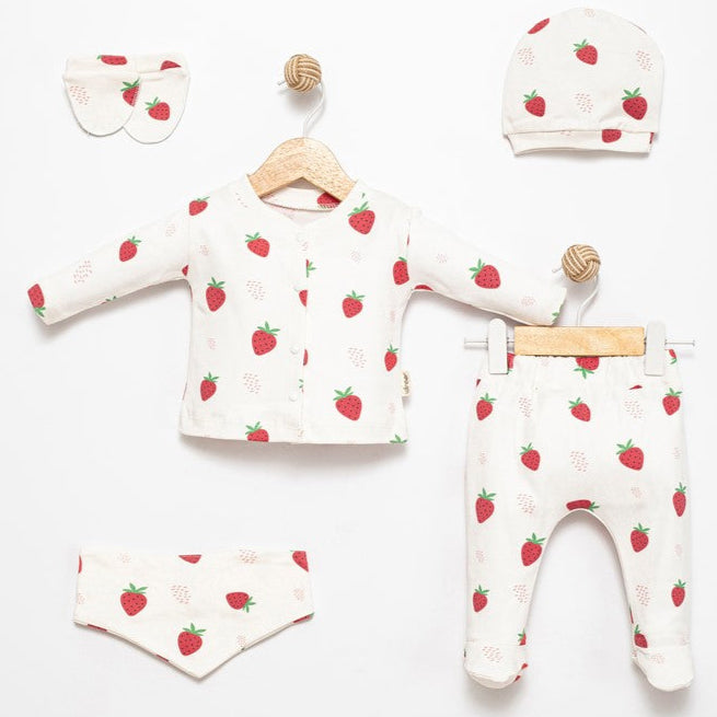 Ensemble 5 pièces nouveau-né Charme Fraise