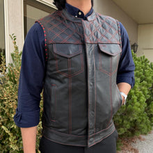 Gilet de motard en cuir de vache véritable pour homme