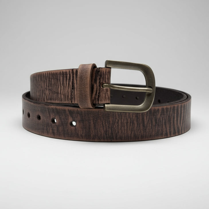 Ceinture classique pour homme en cuir vieilli mat et panaché