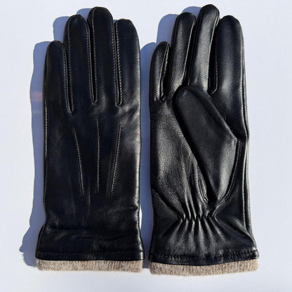 Gants en cuir d'agneau pour femme compatibles avec écran tactile, doublure en mélange de laine