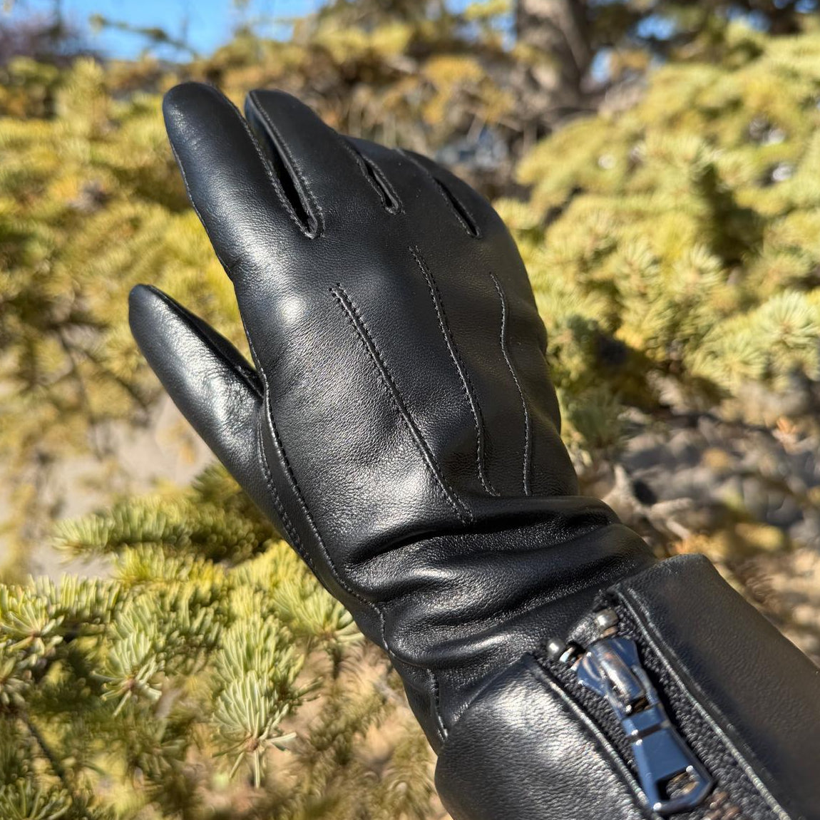 Gants en cuir d'agneau pour femme compatibles avec écran tactile, doublure en mélange de laine