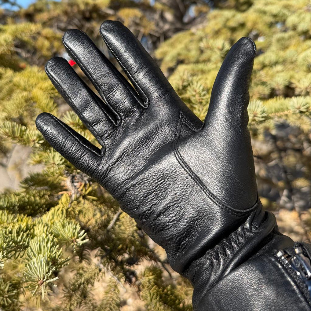 Gants en cuir d'agneau pour femme compatibles avec écran tactile, doublure en mélange de laine
