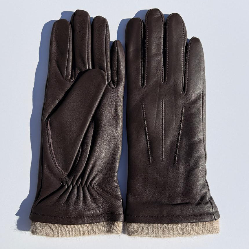 Gants en cuir d'agneau pour femme compatibles avec écran tactile, doublure en mélange de laine