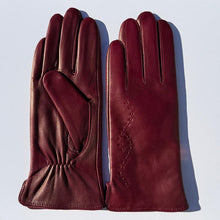 Gants en cuir d'agneau teint pour femme avec doublure en mélange de laine