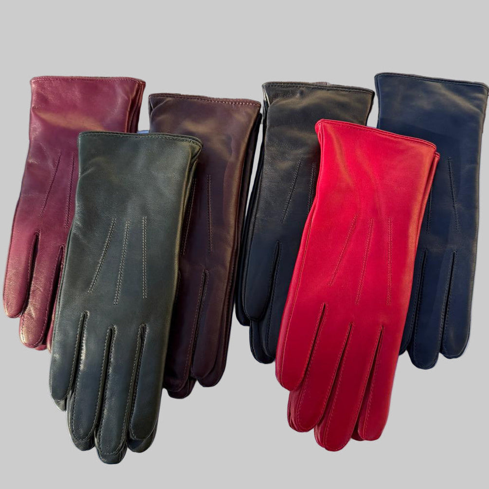 Gants en cuir d'agneau teint pour femme avec doublure en mélange de laine