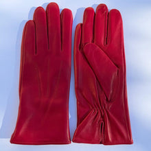 Gants en cuir d'agneau teint pour femme avec doublure en mélange de laine