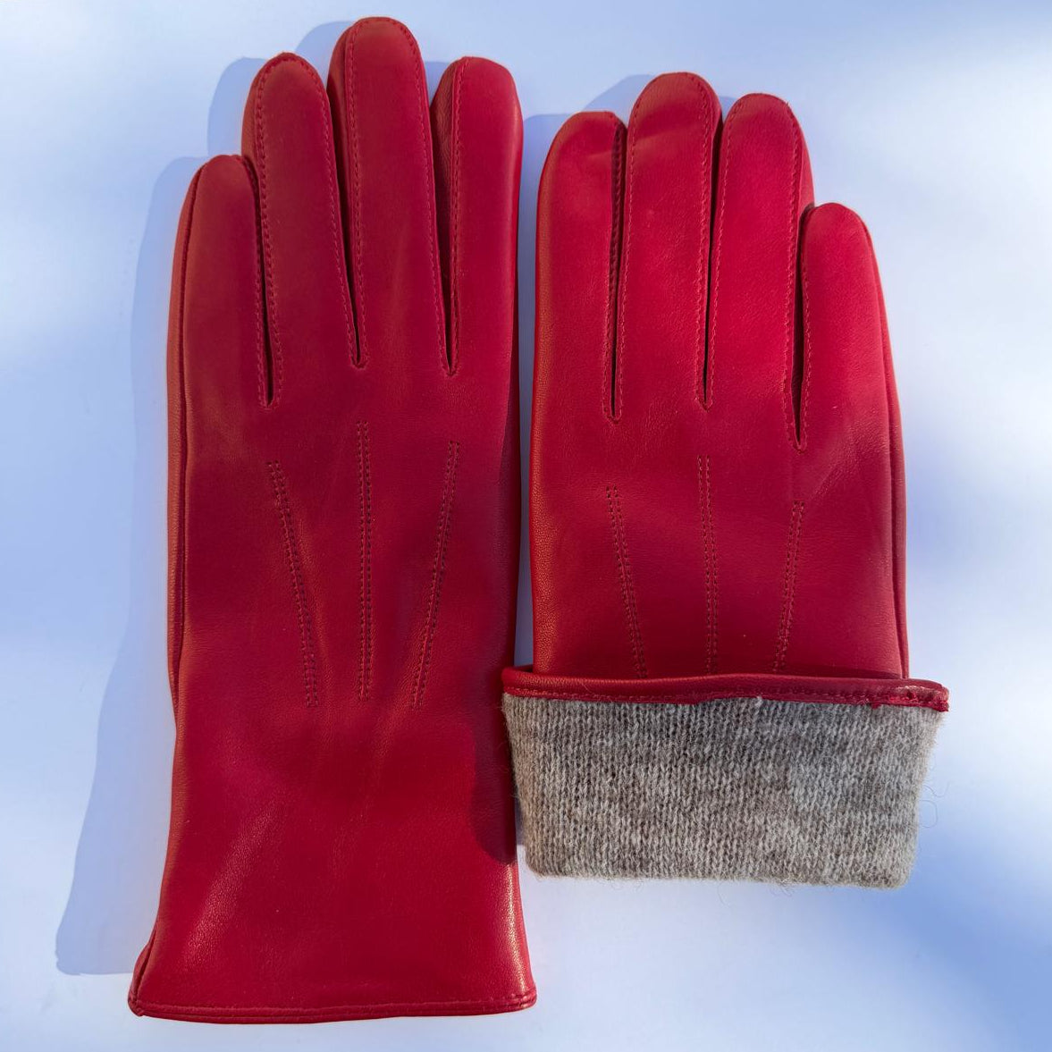 Gants en cuir d'agneau teint pour femme avec doublure en mélange de laine