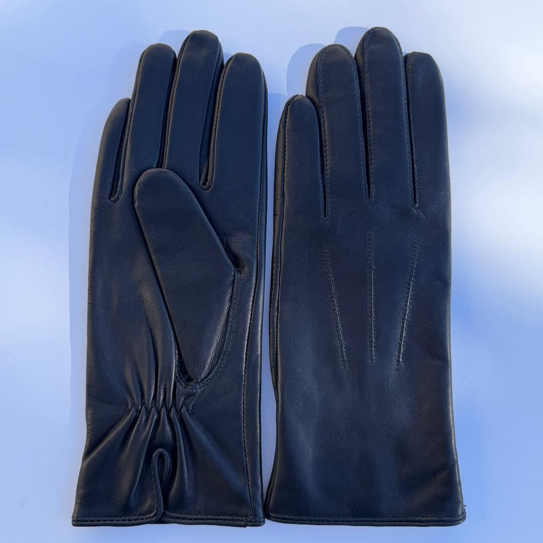 Gants en cuir d'agneau teint pour femme avec doublure en mélange de laine