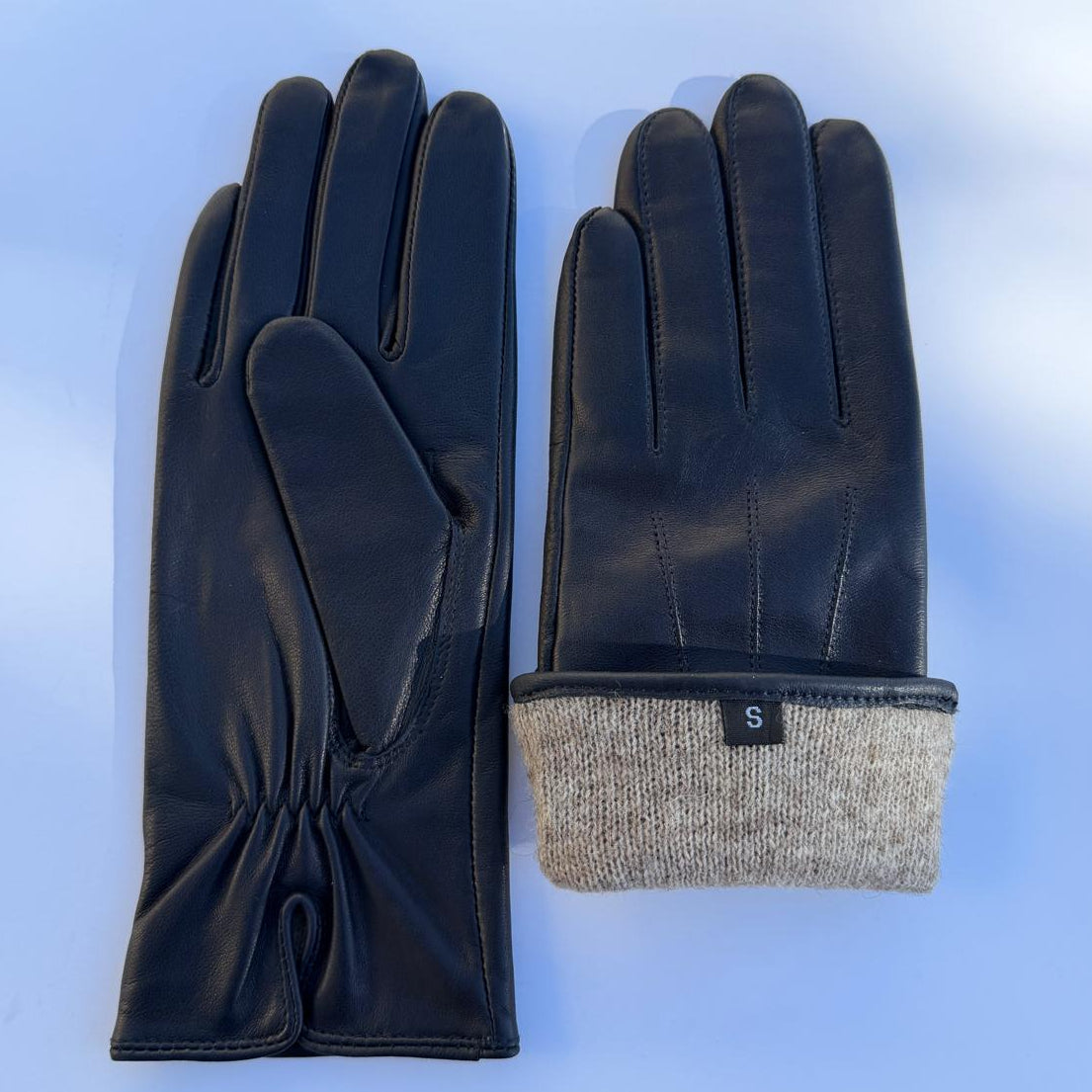 Gants en cuir d'agneau teint pour femme avec doublure en mélange de laine