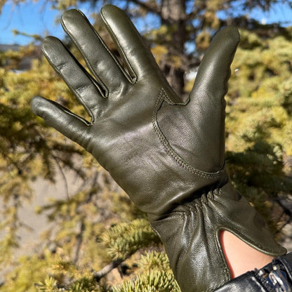 Gants en cuir d'agneau teint pour femme avec doublure en mélange de laine