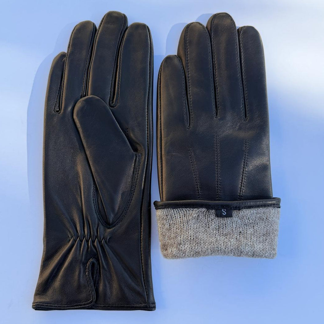 Gants en cuir d'agneau teint pour femme avec doublure en mélange de laine