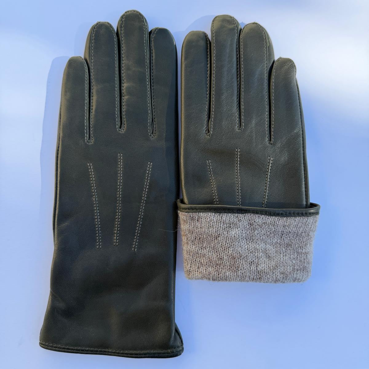 Gants en cuir d'agneau teint pour femme avec doublure en mélange de laine