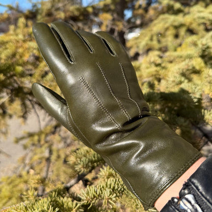 Gants en cuir d'agneau teint pour femme avec doublure en mélange de laine