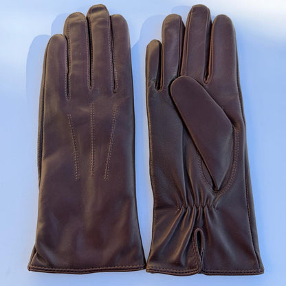 Gants en cuir d'agneau teint pour femme avec doublure en mélange de laine