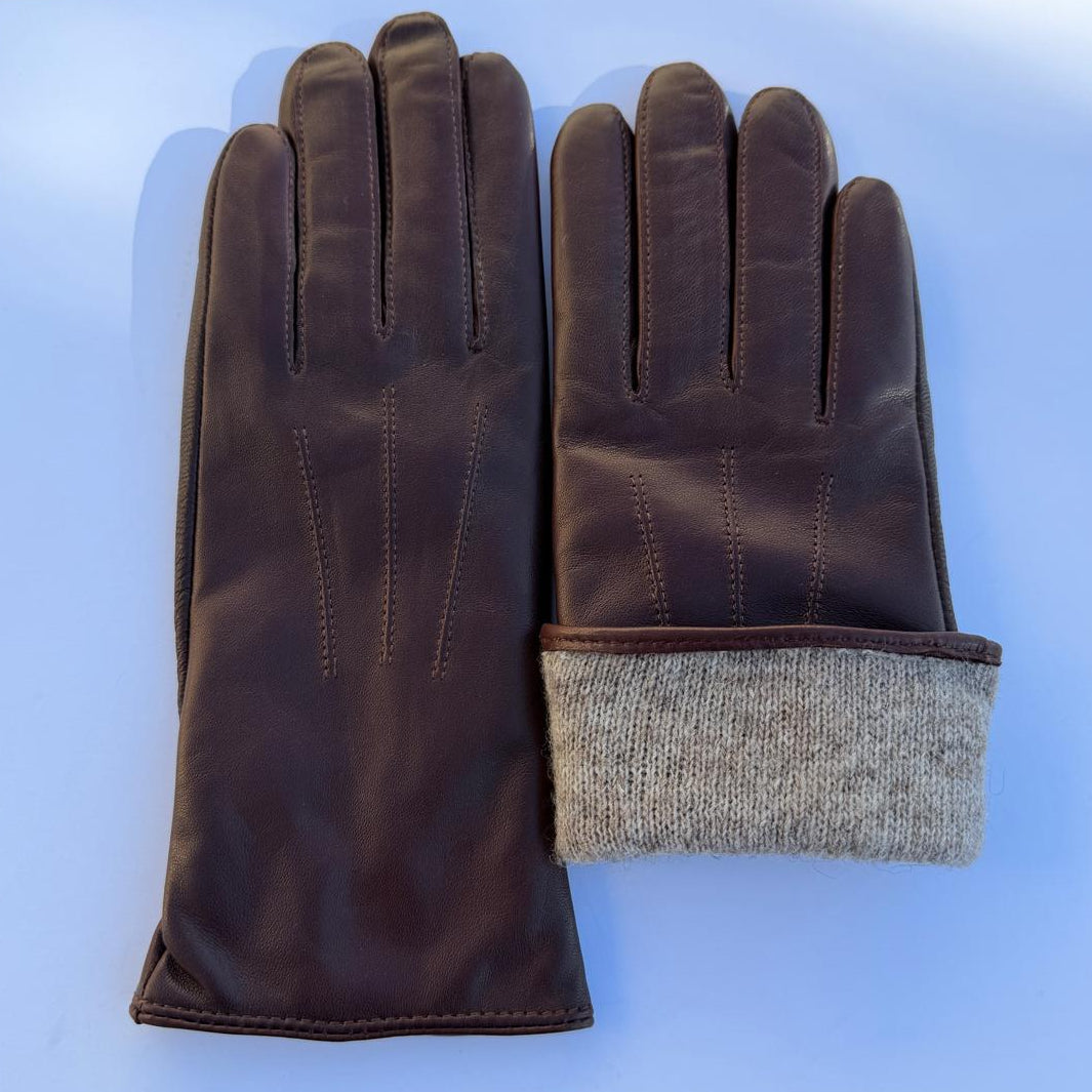 Gants en cuir d'agneau teint pour femme avec doublure en mélange de laine