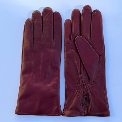 Gants en cuir d'agneau teint pour femme avec doublure en mélange de laine