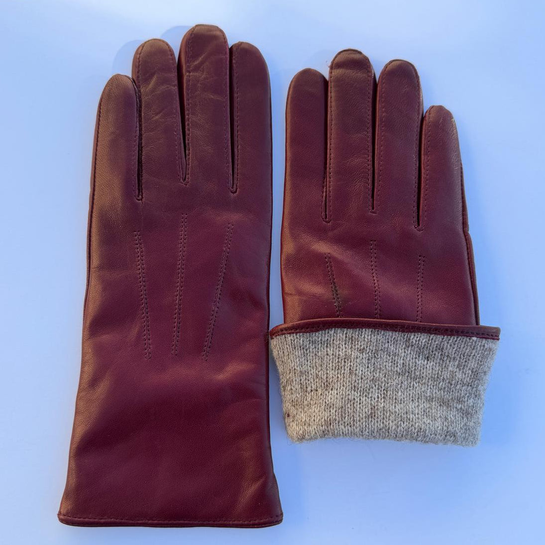 Gants en cuir d'agneau teint pour femme avec doublure en mélange de laine
