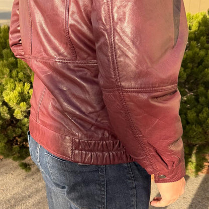 Blouson aviateur en cuir à double col pour homme BOL