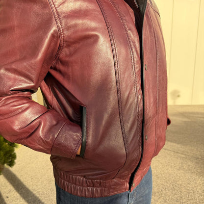Blouson aviateur en cuir à double col pour homme BOL
