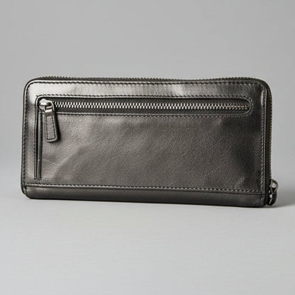 MET Women's Leather Wallet with Snowflake Studs Zip Around