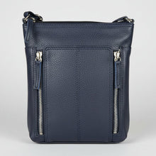 Sac bandoulière fin en cuir. Petit sac vertical zippé pour femme avec bandoulière réglable