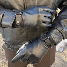 Gants pour hommes en cuir de mouton noir doublés en polaire