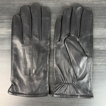 Gants pour homme en cuir de mouton noir avec doublure en mélange de laine