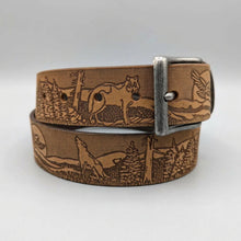Keldon Men's Embossed Leather Belt with Wildlife Scene