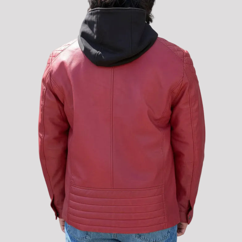 Blouson en cuir d'agneau Alvin pour homme BOL avec capuche amovible