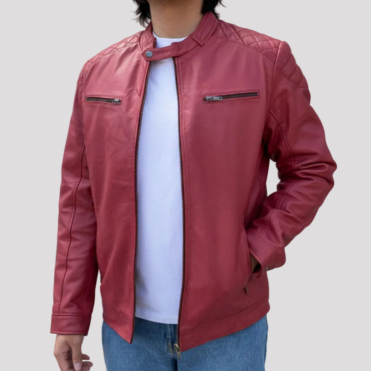 Blouson en cuir d'agneau Alvin pour homme BOL avec capuche amovible