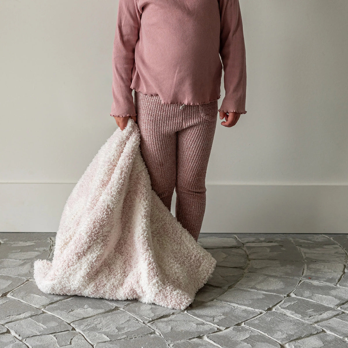 Primrose Pink and Soft White Vintage Floral Print Toddler Blanket