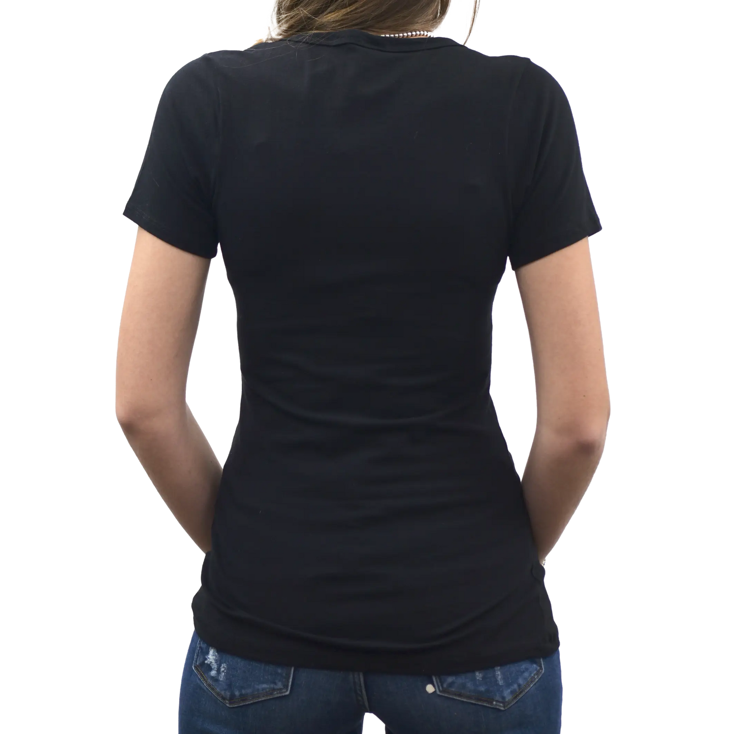 T-shirt à col en V Wild West avec tête de taureau et cactus
