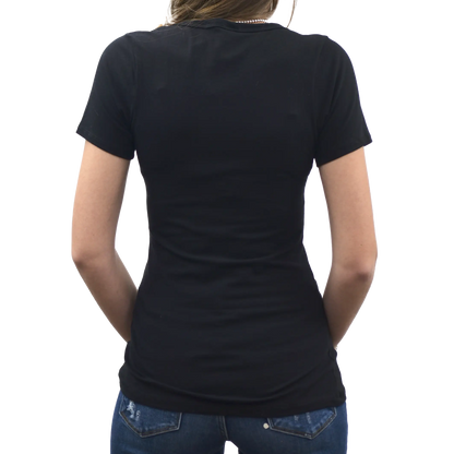 T-shirt à col en V Wild West avec tête de taureau et cactus