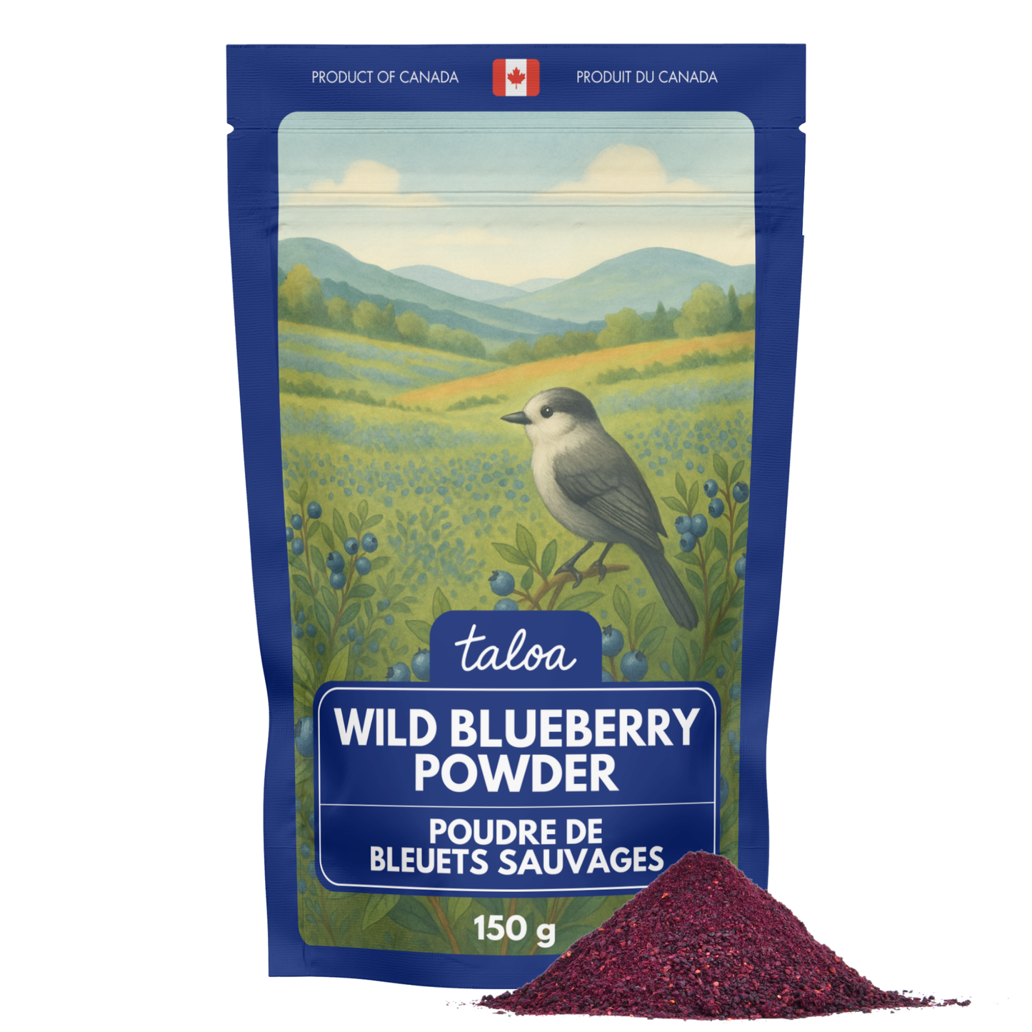 Poudre de bleuet sauvage 150 g - Fabriqué au Canada