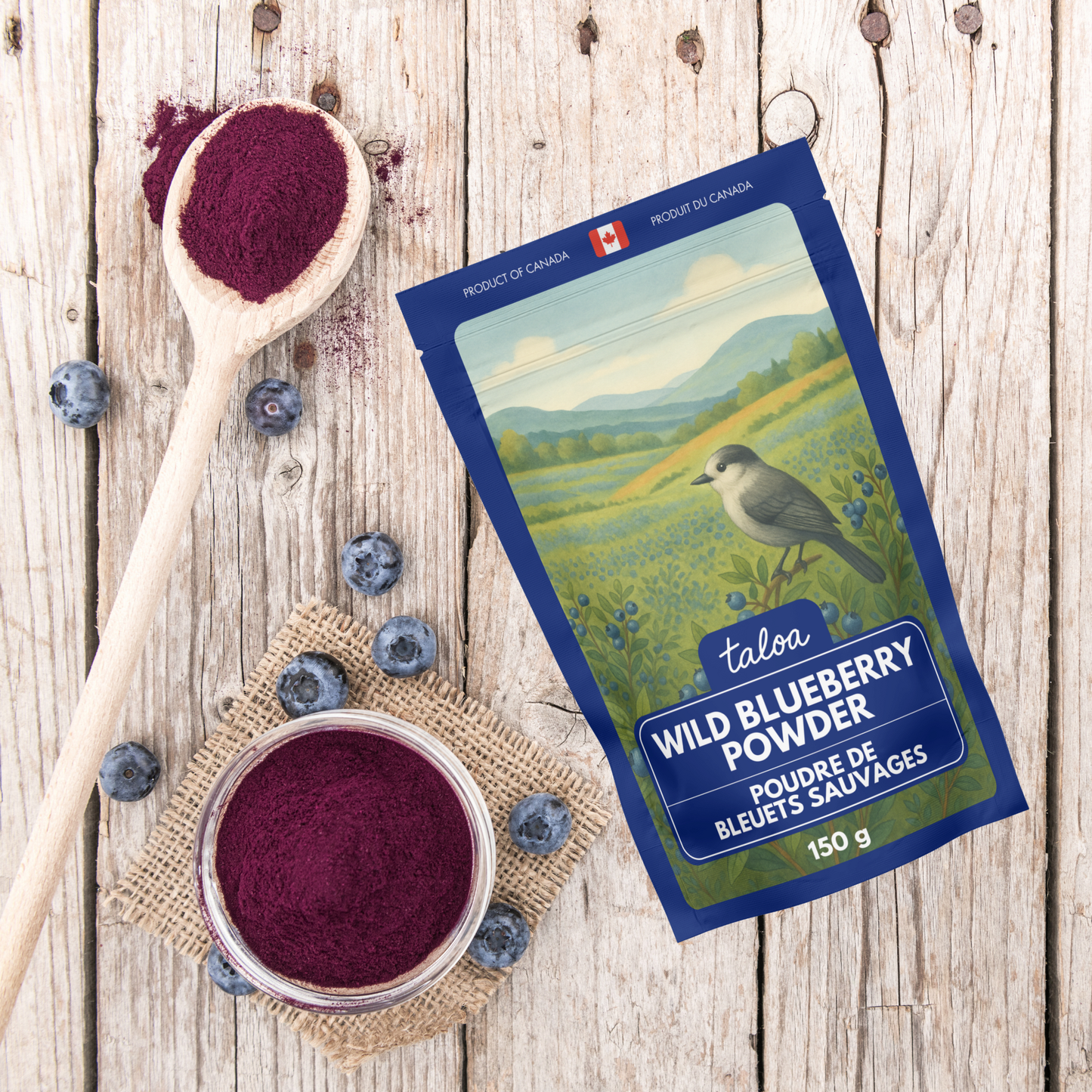 Poudre de bleuet sauvage 150 g - Fabriqué au Canada