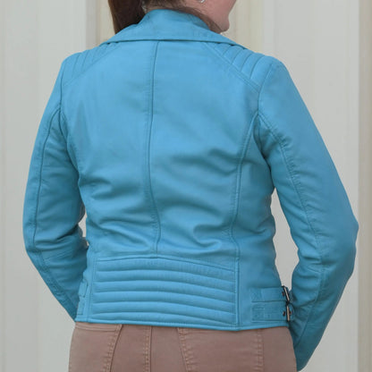 Blouson de motard femme en cuir de mouton